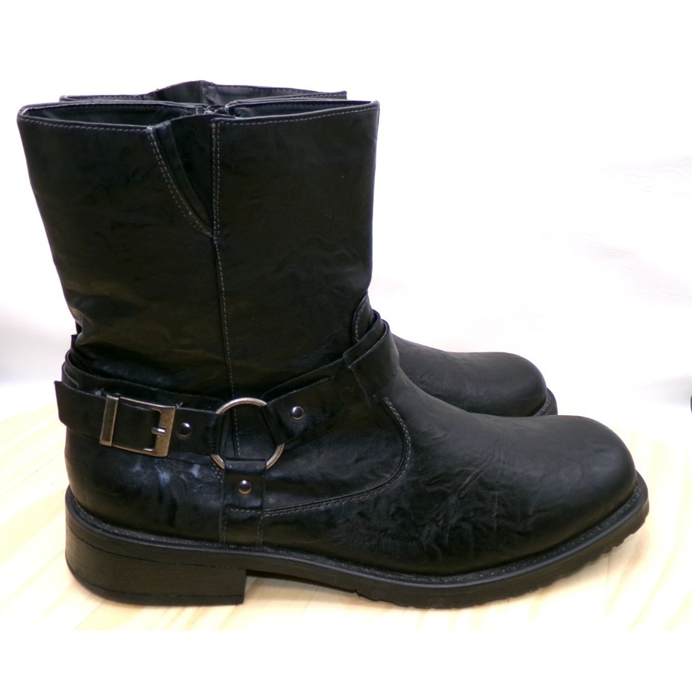 Day Five East Riders Boots 354040 Mens Black Size‎ 12 Buckle Faux Leather Biker
